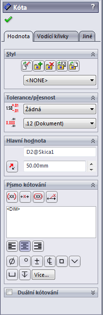 Tvorba prvního prvku modelu 1. Soubor Nový Sablony Díl. 2. Soubor Uložit jako 111-112.sldprt do adresáře /Skolení - Uložit. 3. Ve Stromu historie klepněte na rovinu Přední a založte na ní skicu. 4.