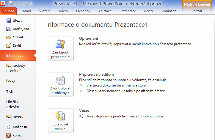 Základní orientace v programu pás karet Stejně jako všechny aplikace nového balíky MS Office 2010 využívá i PowerPoint 2010 nového ovládání pomocí pásu karet.