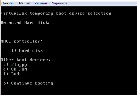 INSTALACE OS LINUX 3.3.2 SPUŠTĚNÍ A KONFIGURACE VIRTUÁLNÍ STANICE Virtuální stanice využívá BIOS fyzického počítače, proto jsou možnosti nastavení jejího BIOSu značně omezeny.