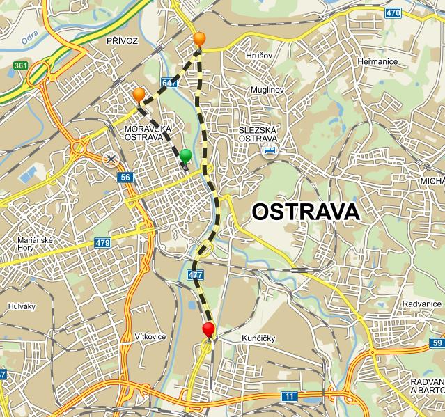 Časovka týmů Ostrava (13 km) Celou trasu absolvují 4 členové z každého týmu, z nichž minimálně jeden musí být OZP, společně. Jede se za provozu.