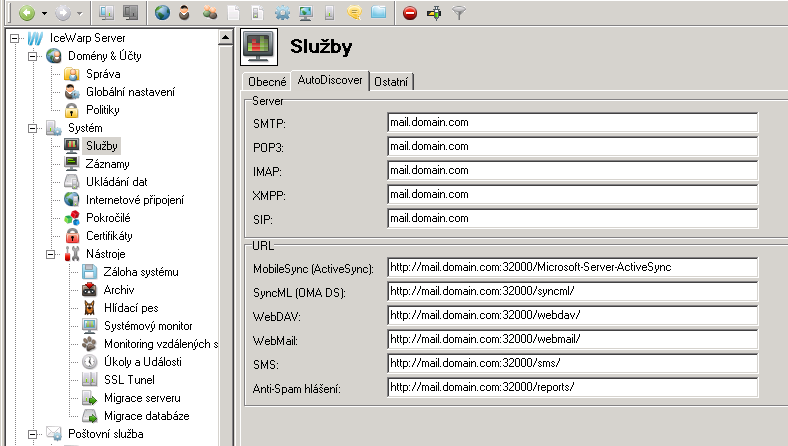 ICEWARP MAIL SERVER VERZE 10 Novinky v modulu Mail server Služba AutoDiscover Služba určená pro automatickou konfiguraci klientských aplikací, která je založena na zadání e-mailové adresy a