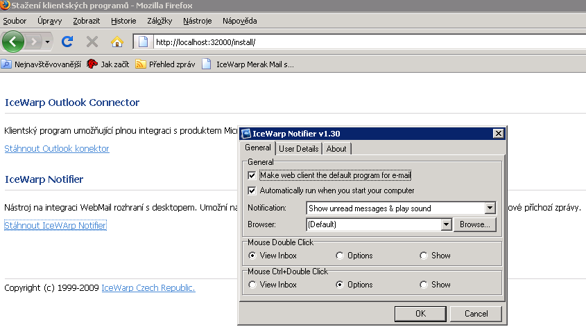 Automatické zobrazení složek Archivu a Spam složek Integrace s produktem IceWarp Notifier Klientský program IceWarp Notified lze stáhnout na adrese: http://vaseserver:port/install/ Nová verze WebMail
