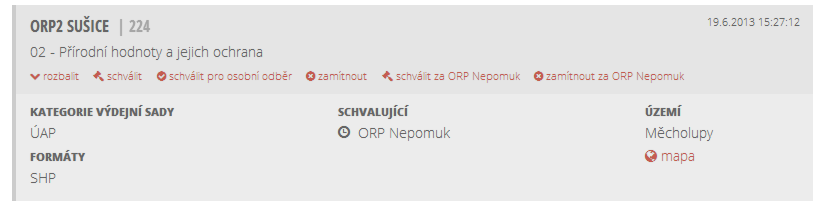 mohou s objednatelem domluvit na osobním odběru dat (např. v případě objemnějších objednávek rastrových dat). Pak se v aplikaci objeví tento status a data se fyzicky neexportují.