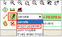 1.7 MĚŘENÍ VZDÁLENOSTI SILNĚ EROZNĚ OHROŽENÉ PLOCHY OD HRANIC POZEMKU Podél vnitřní hranice každého PB/DPB je automaticky nastaven pás tolerance o šíři 10 m, ve kterém nejsou plochy silně erozně