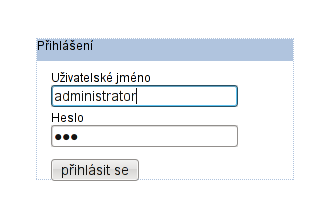 Teď se můžete přihlásit do systému, tzv. Administračního centra.