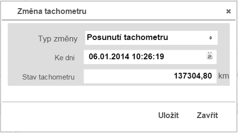 Chybějící nebo přebývající kilometry budou rozpočítány k jízdám po předchozí provedené korekci tachometru.