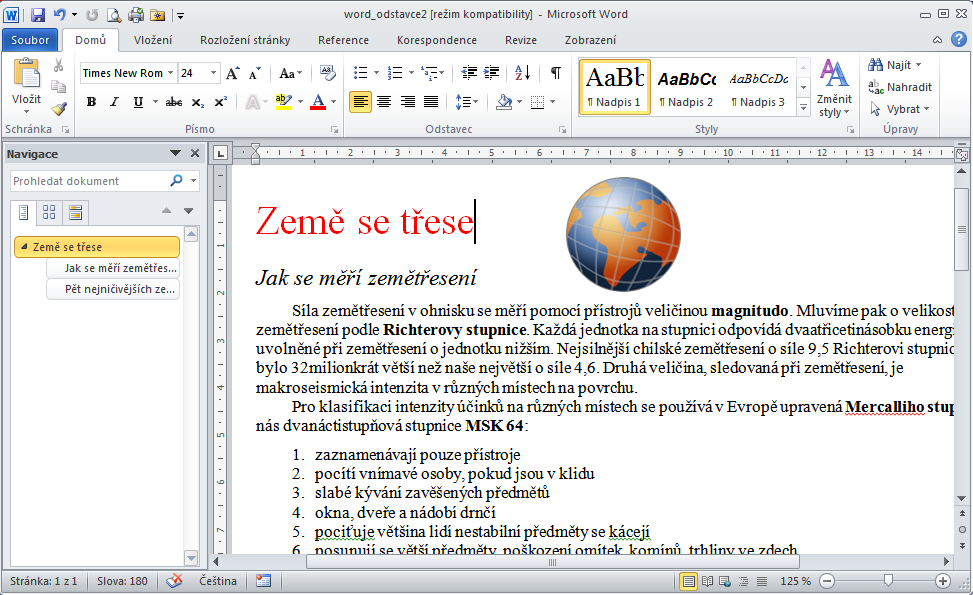 Textové procesory MS Word -