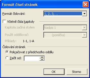 218 Microsoft Office Word 2003 nek, nebo dole v jejich zápatí, přičemž máme na výběr celou řadu různých formátů.