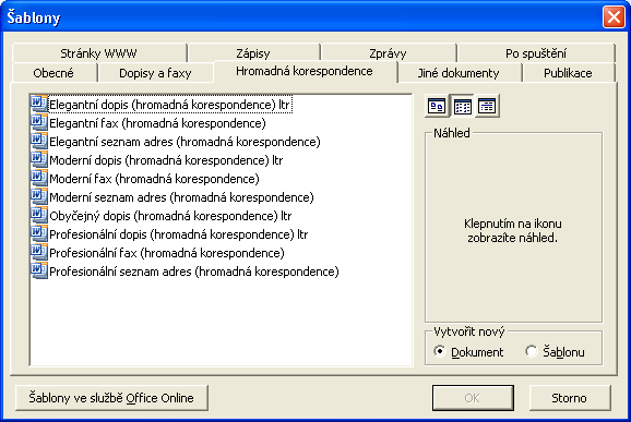 Kapitola 10 Microsoft Word a automatizace pošty 247 POZNÁMKA Při vytváření e-mailových zpráv klepneme na příkaz E-mail, který vytvoří vlastní zprávy; při vytváření adresáře máme k dispozici příkaz Do