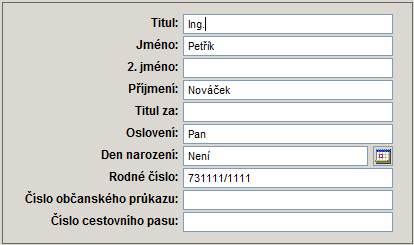 Nyní lze doplnit podle údajů, které jsou známé, jednotlivé řádky např.