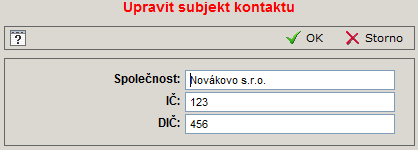 Po potvrzení OK v horní části nově založeného kontaktu se zobrazí formulář Nového externího dokumentu (písemnosti) s vyplněným odesilatelem, kde doplníme ostatní údaje a předáme na pozici