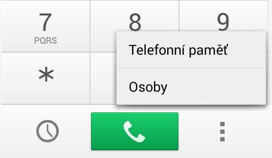 2.3 Funkce volání Mobilní telefon obsahuje aplikaci pro volání Telefon najdete buď na hlavní obrazovce, nebo v seznamu