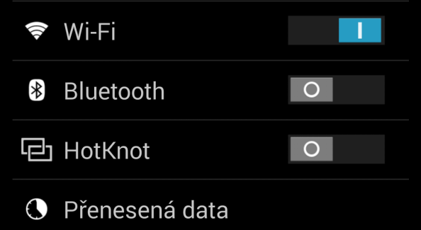 7.3 HOTKNOT Funkce HOTKNOT slouží k rychlému přenosu souborů např. fotek z jednoho telefonu do druhého. Oba telefony však musí tuto funkci podporovat.