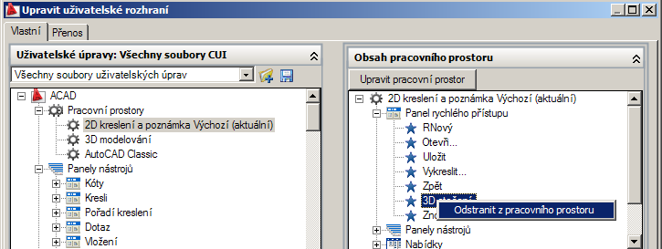 Přetáhnout příslušný příkaz Jak odebrat příkaz z panelu nástrojů Rychlý přístup Karta