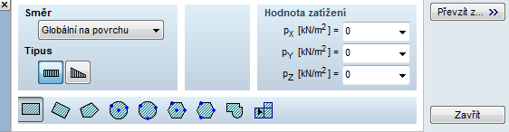 202 4.10.11Roznesené zatížení na plochu Homogenní plošné zatížení může být umístěno přes liniové prvky (příhradové pruty, nosníky a žebra).