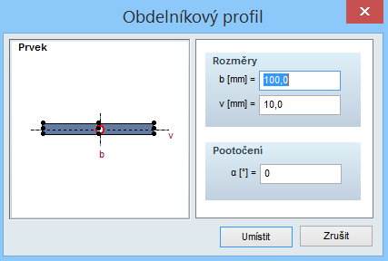 Uživatelský manuál 97 Nesymetrický I profil Definování nesymetrického I profilu pomocí výšky, šířky, tloušťky stojiny a tloušťky horní / spodní příruby.