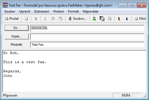 6 Použití formuláře faxové zprávy klienta GFI FaxMaker Formulář faxové zprávy klienta GFI FaxMaker nabízí pro odesílání faxů řadu možností.