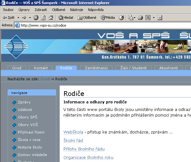 Přihlášení do aplikace V nějakém internetovém prohlížeči přejdeme na stánky