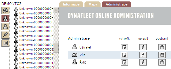 4) Vytvoření řidiče Jsou dvě možnosti jak vytvořit řidiče: První možnost řidič ještě nejel autem s Dynafleet: Pokud řidič nikdy s vozidlem vybaveným Dynafleet nejel pak ho musíte zadat přes tlačítko