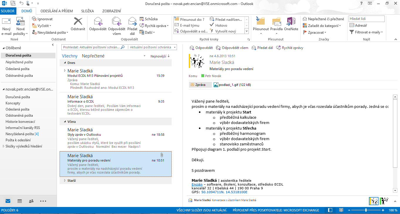 4 Outlook 46 Jako iniciátoři hlasování obdržíme e-mailem odpovědi jednotlivých adresátů. Kliknutím do upozornění Odesílat odpověděl se zobrazí tlačítko Zobrazit odpovědi hlasování.