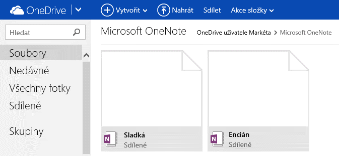 6 OneNote 99 OBR. 6-17: POZNÁMKOVÉ BLOKY NA ONEDRIVE PRO OBR. 6-18: ONENOTE ONLINE OneNote ve OneDrive V soukromé verzi OneDrive do prohlížeče zapíšeme adresu http://www.onedrive.