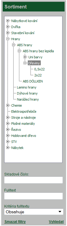 >>> VYHLEDÁVÁNÍ Při kliknutí na šipku dolů vedle Výrobce se rozvine nabídka, kde lze vybrat a vyfiltrovat konkrétní výrobce.