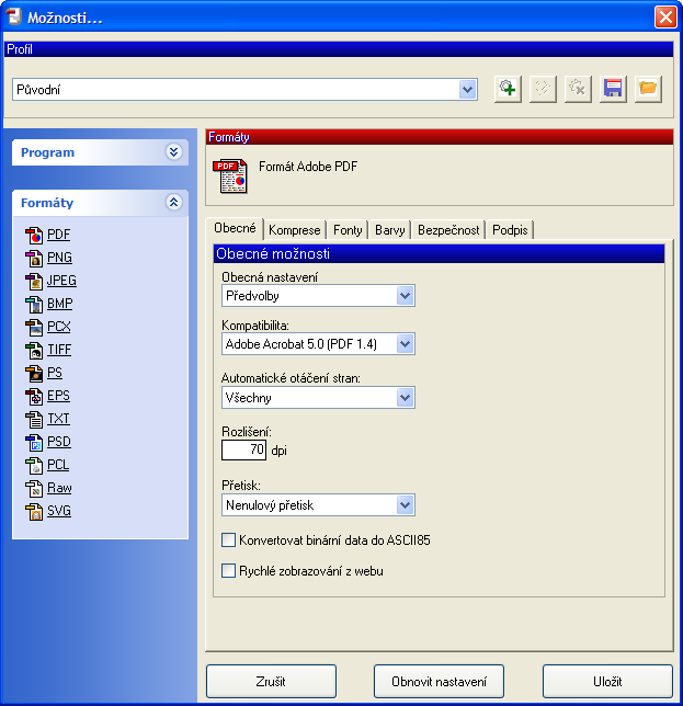 instalaci aplikace. Chybějící jazyky lze stáhnout z internetu a instalovat přímo v této záložce.