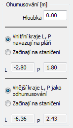 Výsledková okénka výpočtu délek a ploch: Svislý nástrojový panel:, který obsahuje tlačítka pro lupu, regeneraci a posun obrazu, tlačítko pro generování výkresu dwg a tlačítka pro posun mezních bodů