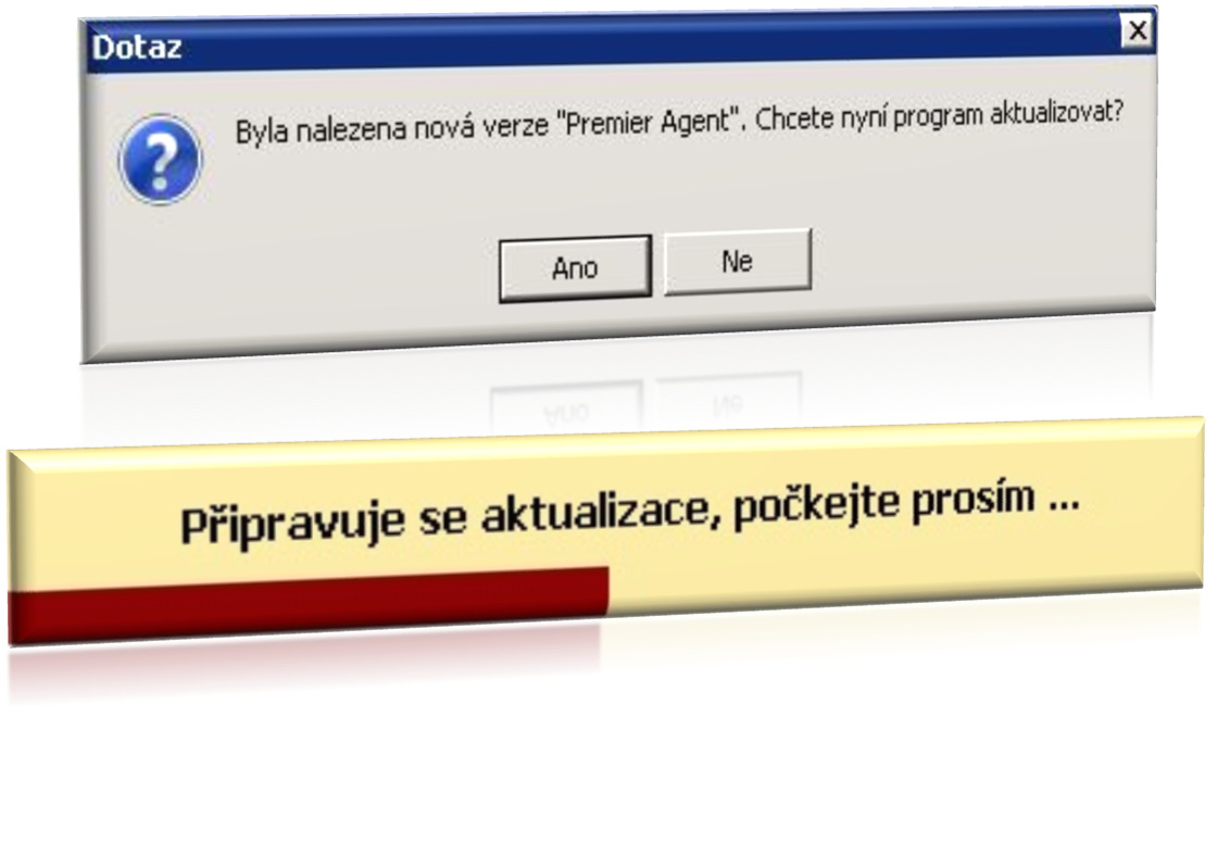 Toto je možné z druhé kontextové nabídky tlačítka Služba Po ukončení aplikace PREMIER E Agent, pokud je aktivní