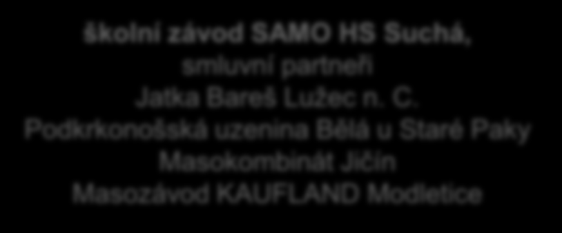 PRACOVIŠTĚ ODBORNÉHO VÝCVIKU PRO OBOR ŘEZNÍK (CE) UZENÁŘ (KA) školní závod SAMO HS Suchá, smluvní partneři