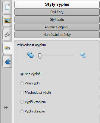 TABULKA Nabídka vlastností tabulky Styly výplně (Barva a Průhlednost objektu),