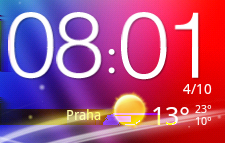 97 Android Market a další aplikace Používání aplikace Hodiny O widgetu Hodiny HTC Pomocí widgetu Hodiny HTC můžete zobrazit aktuální datum, čas a místo.