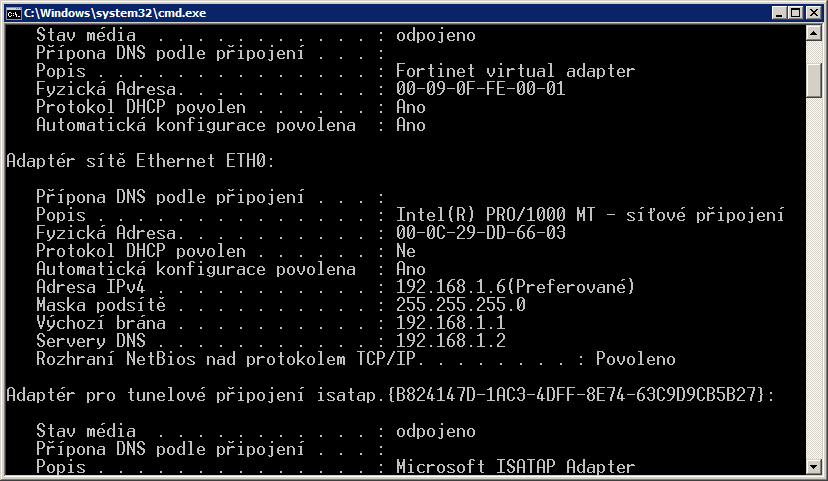 serverů nastaví NetBios aktuální údaje přidělené DHCP serverem