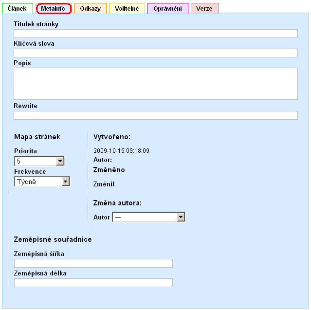 jakýsi podweb, což může mít vliv např. při zobrazování novinek (jen z dané kategorie), umožňuje použít jiné navigační menu aj. Pro většinu webů se používá nastavení předdefinované při vytvoření webu.