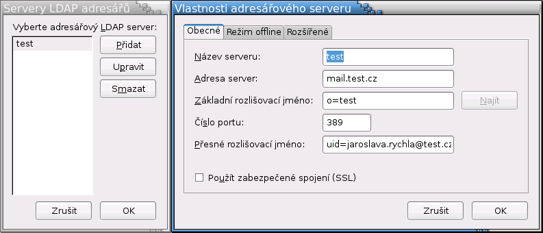 90 / 44 Example 8.1 Příklady nastavení rozlišovacích jmen pro LDAP server uid=demo@priklad.cz,ou=people,dc=priklad,dc=cz,o=databaze takto může vypadat úplná identifikace uživatele v LDAP serveru.