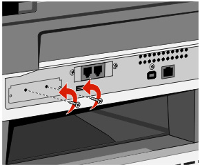 b Vyšroubujte šrouby přidržující pevný disk tiskárny na místě.
