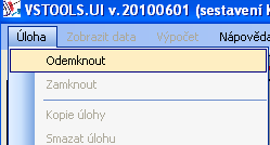 Z hrizntální nabídky v hrní části kna lze aktivvat jedntlivé části aplikace. Nabídka Úlha umžňuje mj.