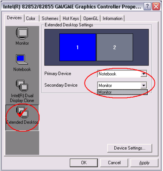 Řadič zobrazení a režimy Vlastnosti Intel 82852/82855 GM/GME Graphics Controller 2.
