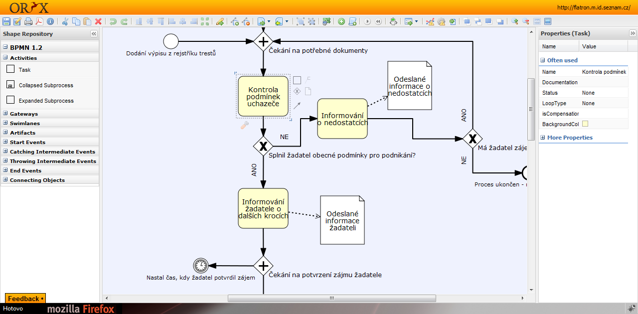 Oryx Editor Název Oryx Editor Výrobce Hasso Plattr Institut - Univerzita Potrdam Cena Freeware Verze 1.12 Datum vydání Demo Demo onli na webu Web http://bpt.hpi.uni-potsdam.