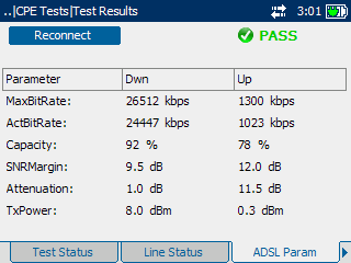 Ethernet Ethernet Testování měřicím přístrojem 1) Měřicí přístroj jako zakončení 2) Měřicí přístroj průchozí režim VOICE Video Head-End DATA ADSL2+ Core Network VIDEO ETHERNET FIBER COPPER VOICE