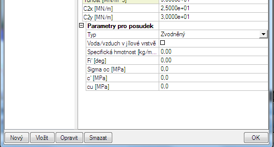 koeficienty C pro směry x,y a z, pokud nejsou vypočítány