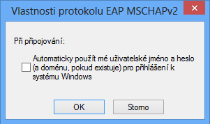 Zapněte ověřování certifikátu serveru, zadejte jméno RADIUS serveru radius3.upol.