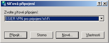 7. Po dokončení bodu 6 se vrátíte k oknu síťových připojení aplikace rasphone. Zvolte Vaše nové připojení SSIER VPN pro pripojeni Wi-Fi a klikněte na volbu Připojit... 8.