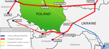 SYSTÉM ROPOVODU DRUŽBA Osa východ - západ, severní Družba (Mozyr-Polsko-Německo východní část (rafinérie Schwedt a Leuna (TRM Spergau) Osa východ - západ, jižní Družba, Ukrajina, Slovensko, ČR.