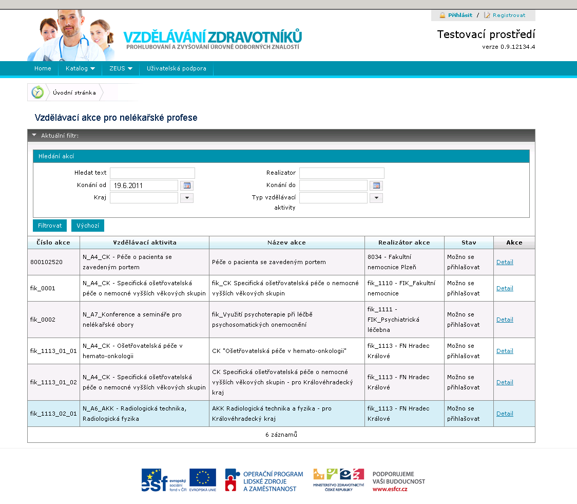 19 4. Katalog Jedná se o veřejně přístupnou část sytému (internetový portál), která je dostupná všem uživatelům (není potřeba, aby se uživatel nejprve registroval).