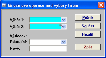 99 Mno inové operace nad vibìry firem - umo nuje provádìt mno