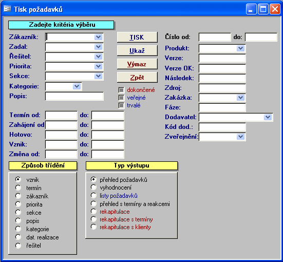 36 Funkcní tlacítka: Při použití klávesy TISK se tiskne přímo na standardní tiskárnu (default) nastavenou ve Windows. Tiskne se jedna kopie celé sestavy.