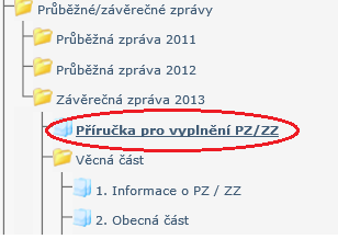 5. Co má být obsahem odborné zprávy, příp. existuje pro ni nějaký vzor? Z informačního systému je u každého projektu možné (kromě Příručky pro vyplnění ) stáhnout vzor odborné zprávy (viz Obrázek č.