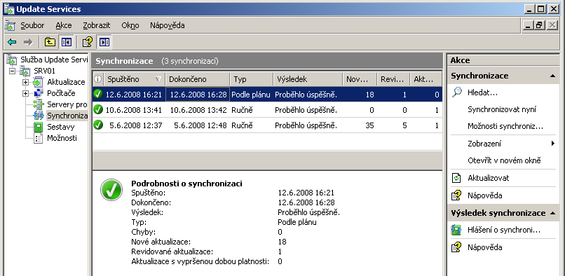 Nabídkou možností z panelu Akce v pravé části konzole můžete vytvořit novou skupinu počítačů a z kontextové nabídky jednotlivých počítačů můžete volbou Změnit členství zvolený počítač zařadit do