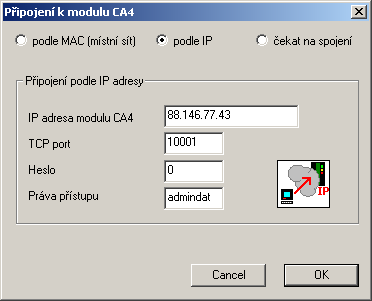 Ethernet-CA4: připojení podle IP pozn.